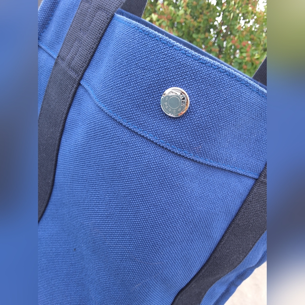 Authentic Hermes blue canvas bag great condition with small bag inside - Picture 5 of 10